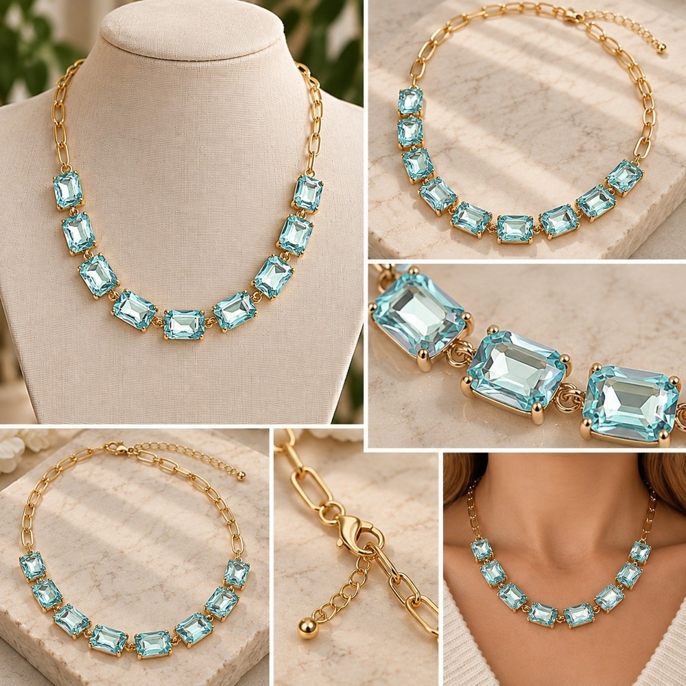 Gem Candy Necklace: AB,Aqua
